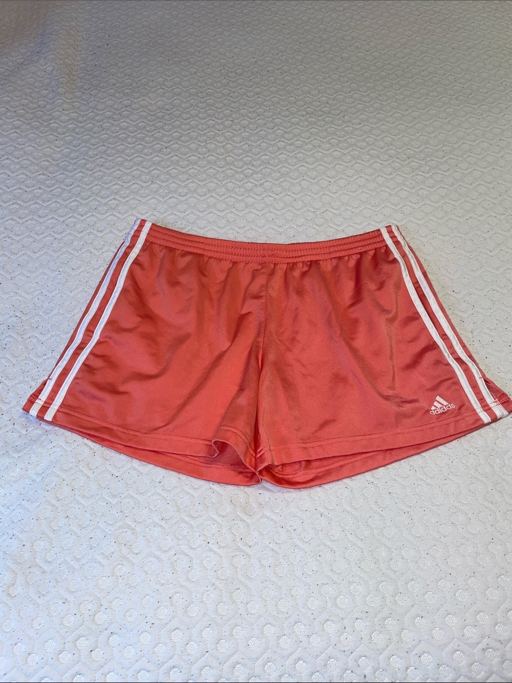 adidas Coral Athletic Shorts with White Side Stripes